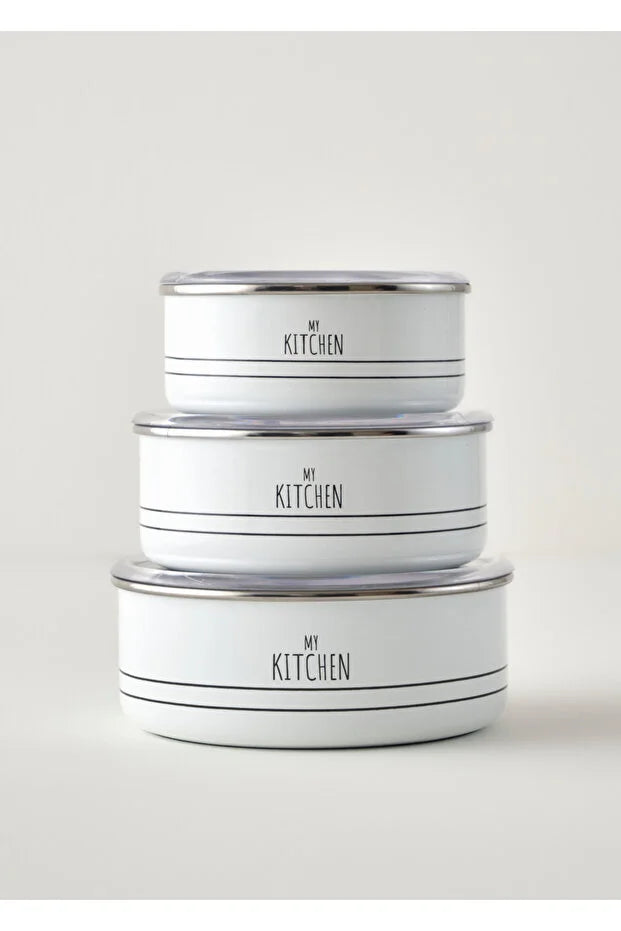 Bella Maison My Kitchen 3-Piece Enamel Storage Container Set White