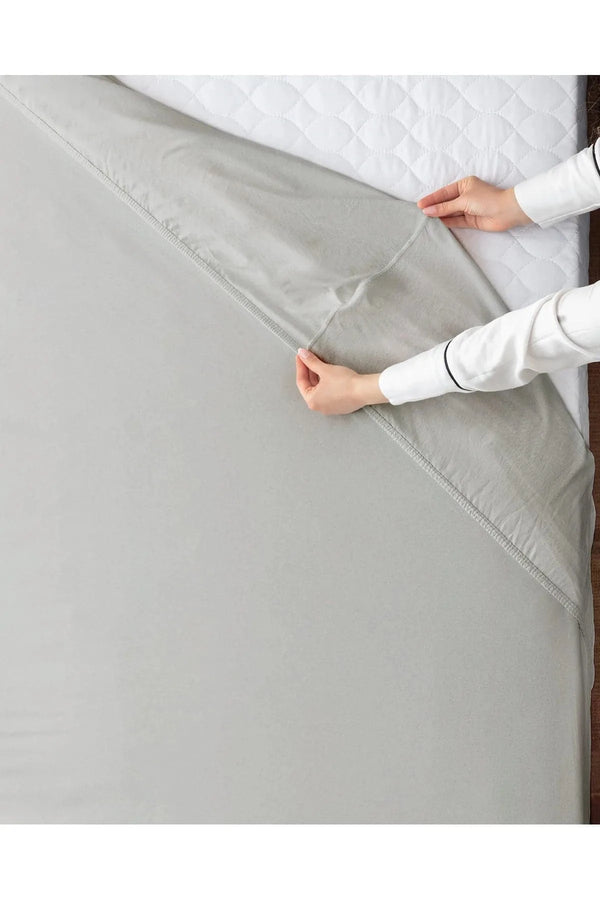 Madame Coco Double Fitted 100% Cotton Jersey Bed Sheet - Gray