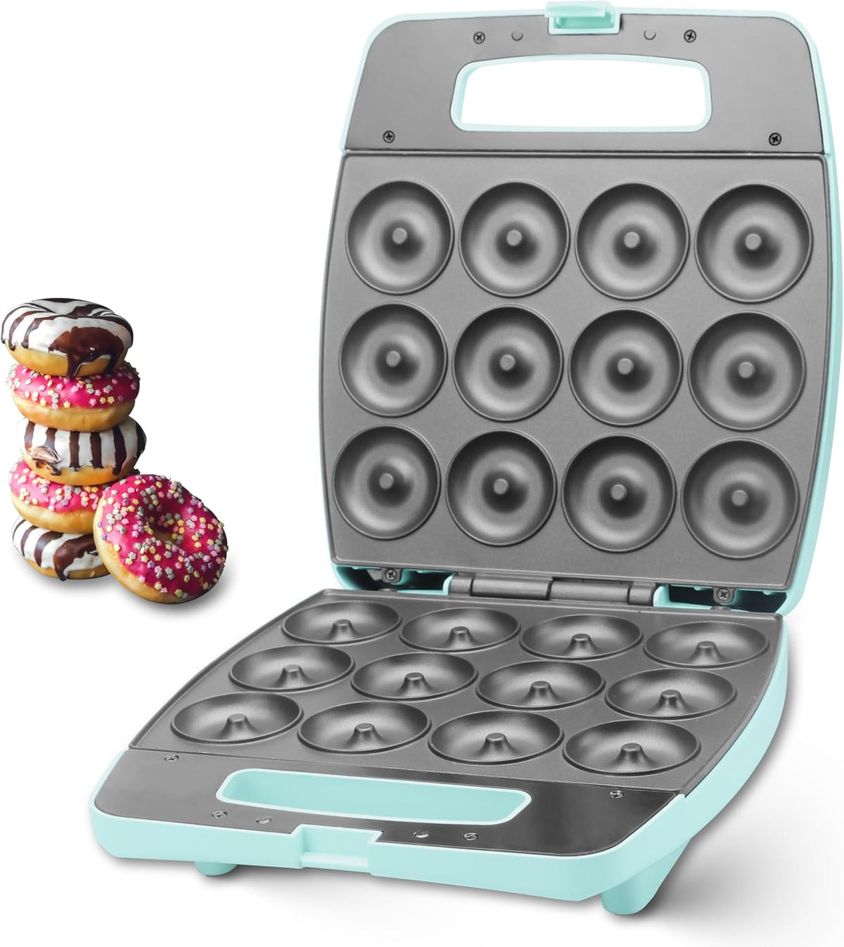 Baker's Friend, Mini Donut Maker, Donut Maker, Donut Maker, Bake 12 Mini Doughnuts, Perfect for Breakfast, Snacks, Desserts and More, Aqua Brand: Baker's Friend