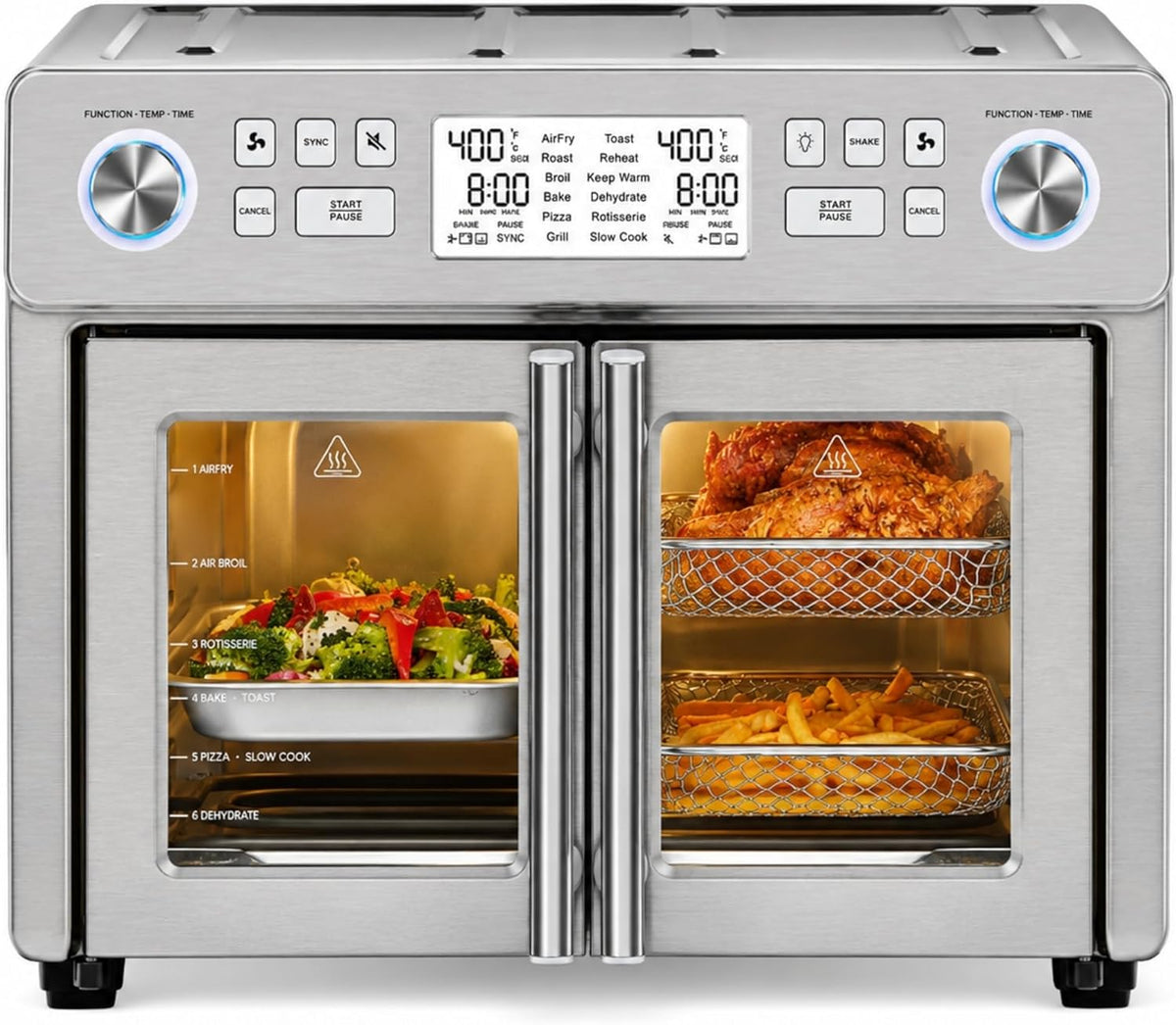 Emeril Lagasse Everyday French Door 360 Air Fryer, 25 Quart Capacity, Dual Temperature Zone Kitchen 2 Different Ways, Stainless Steel