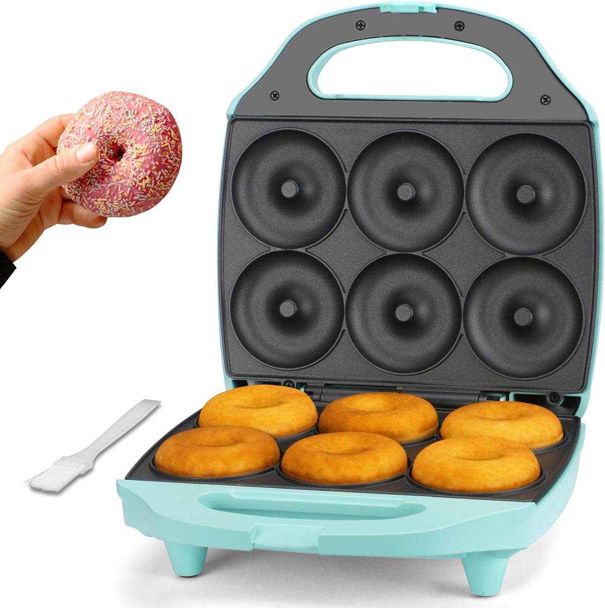 Baker's Friend Mini Donut Maker for Home, 6 x 7.5 cm Mini Donut Maker, Donut Maker, Donut Maker, Household Appliances, Aqua