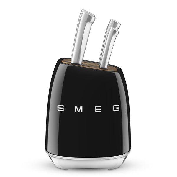 Smeg Black Stainless Steel Knife Block Set