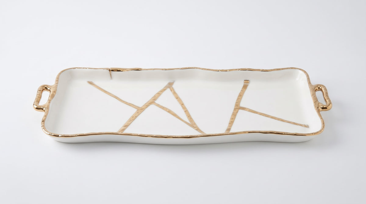 Piccole Ore Serving Plate Gold x White