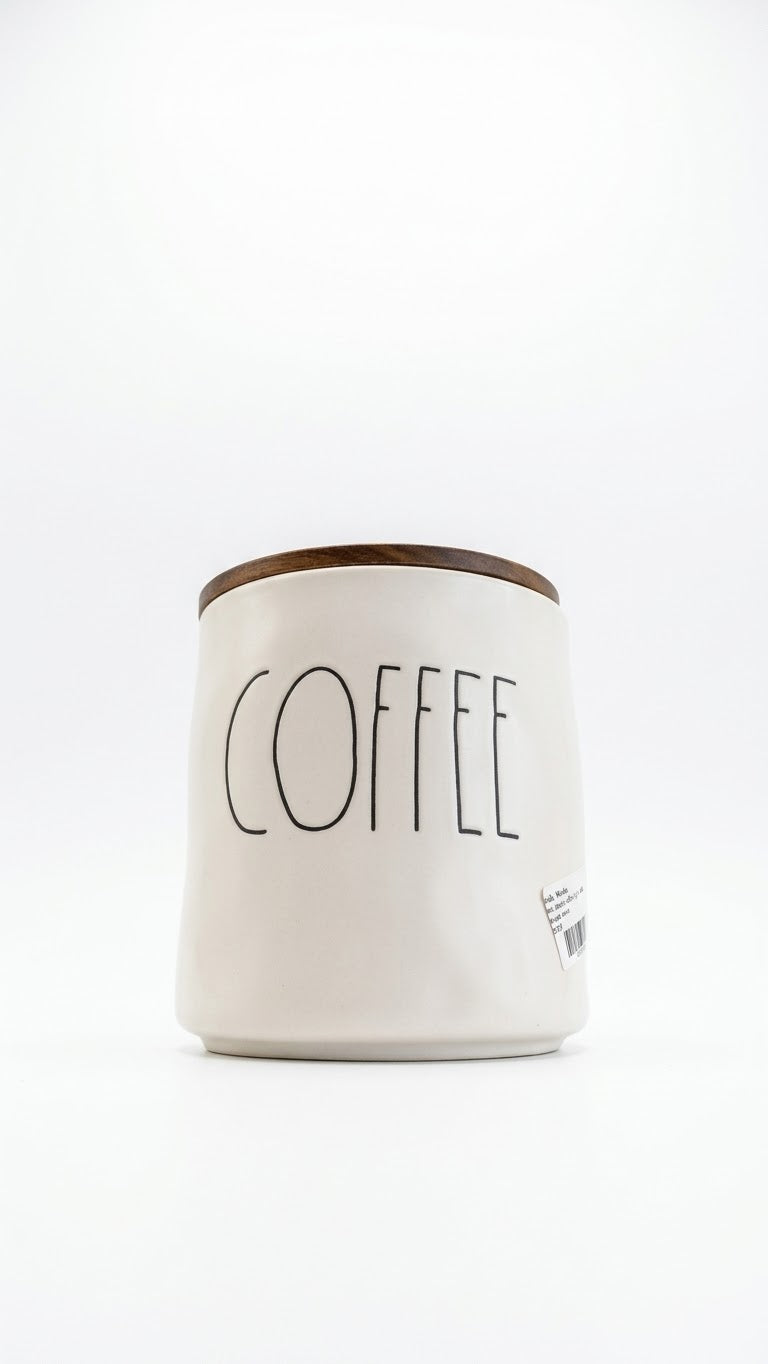 Rae Dunn Coffe Jar With Wood Cover