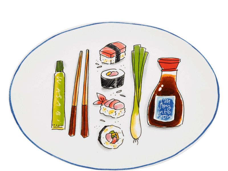 Blond Amsterdam Oval Plate 27cm Blond Sushi Chopsticks