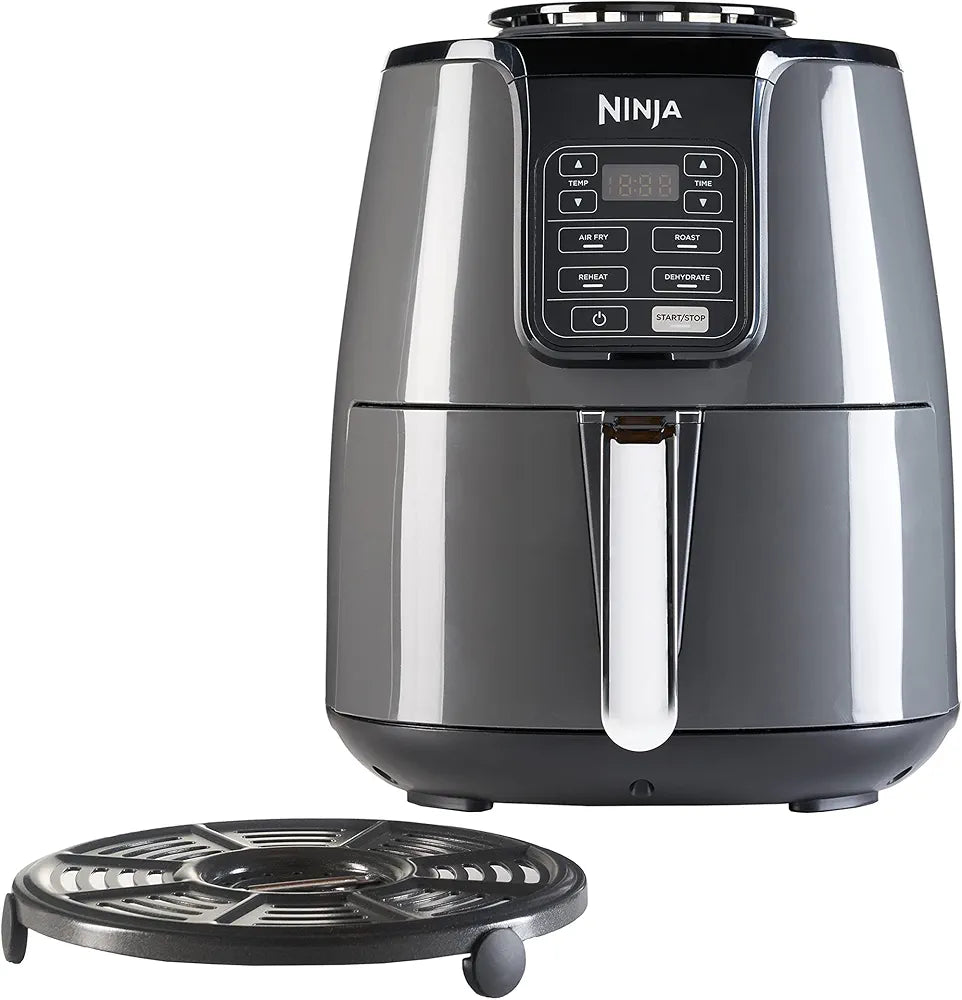 Ninja Air Fryer with 4 Cooking Functions: Air Fry, Roast, Reheat, Defrost, 3.8L, 1550W, Gray and Black, AF100ME