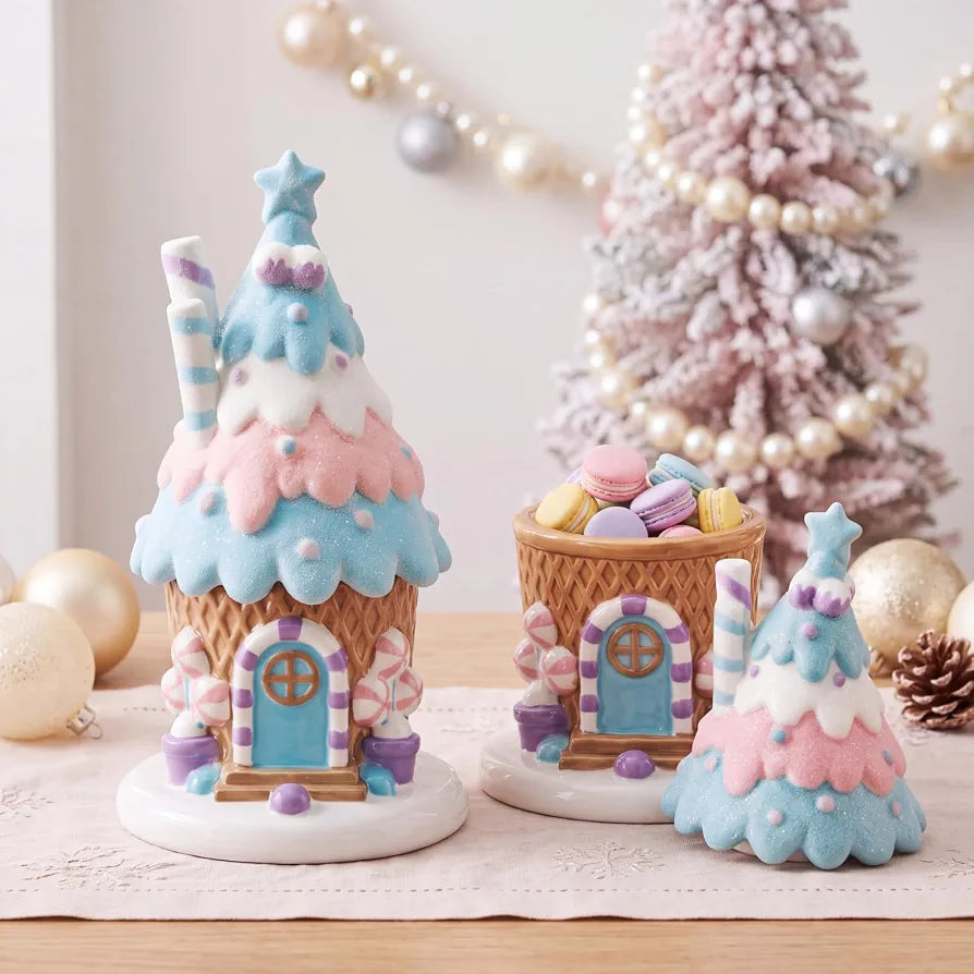 Chunful Pastel Christmas Gingerbread House Cookie Jar with Lid, 12 Inch
Ceramic Christmas Candy Jar and Treat Storage for Kitchen Coffee Bar, Dessert Table, Candyland Gingerbread Xmas Holiday