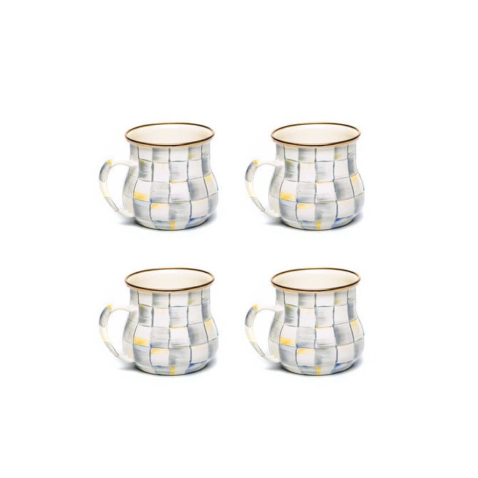 Sterling Check Mugs, Set of 4