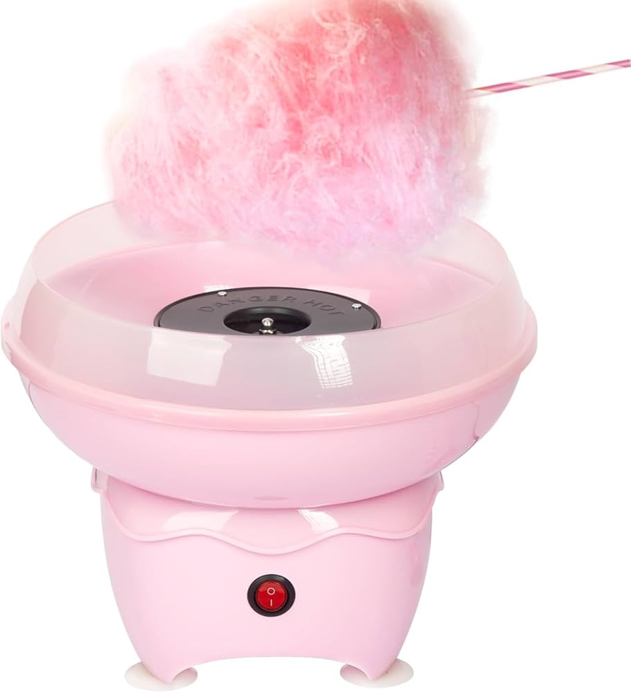 Mini Cotton Candy Maker Machine, Cotton Candy Machine with 25 Paper Sticks & Sugar Scoop, Portable Candy Floss Maker for Birthday Party (Pink)