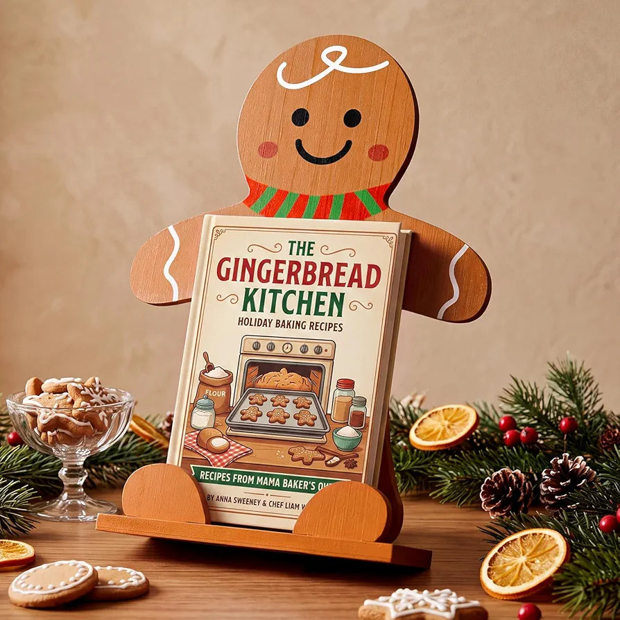 Rattanview 11.02 Inch Christmas Wooden Gingerbread Man Cookbook Stand
Recipe Book Holder, Christmas Gingerbread Man Design, Xmas Kitchen Gifts, Easily Keeps Cookbook Open, Convenient Cooking