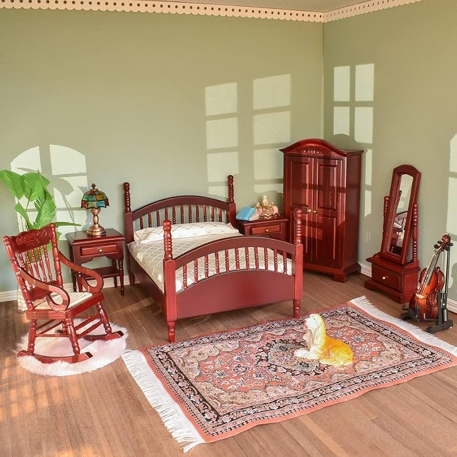 iLAND Victorian Dollhouse Furniture 1/12 Scale, Brewster Dollhouse Bedroom Furniture Set