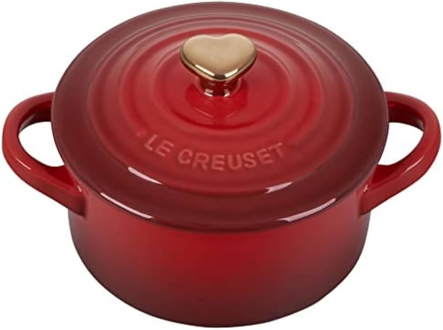 Le Creuset Stoneware Mini Round Cocotte, 8oz with Gold Heart Knob