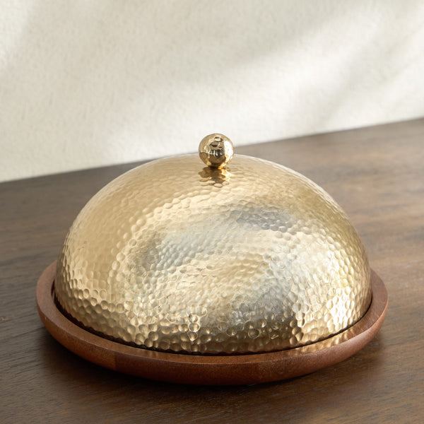 Dahab Round Platter metal & wood - 19 cmx19cm