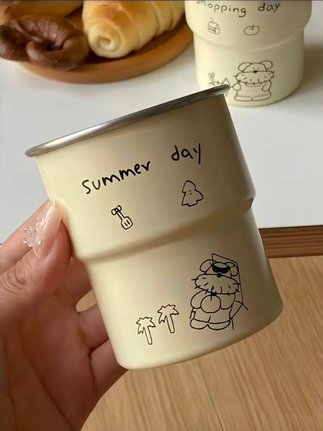 1pc Cartoon Dog Stainless steel Coffee Cup( summer day)