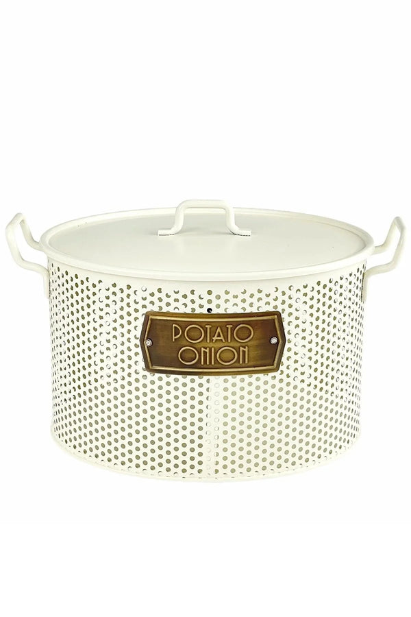 The Mia Galvanized 24x46cm 2 Compartment Potato-onion Bucket cream