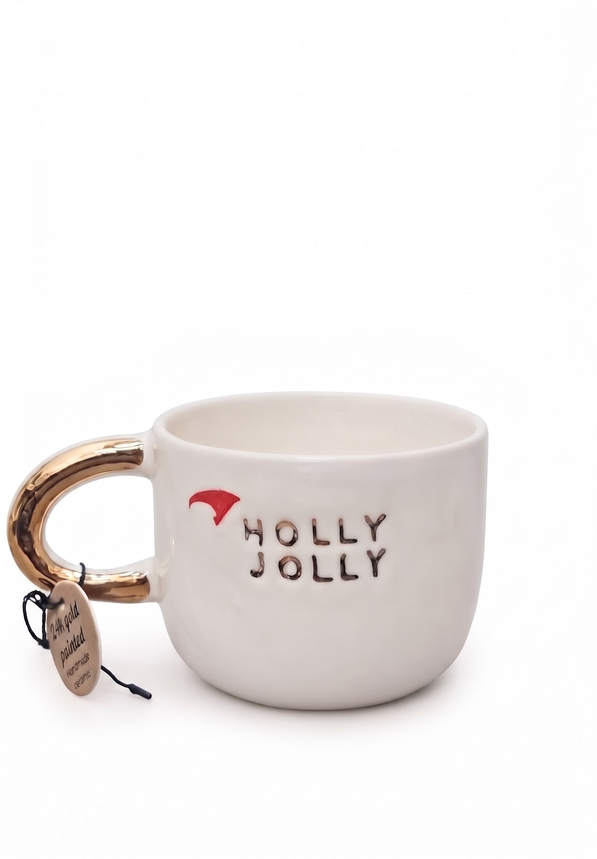 Sofie Home "Holly Jolly" Gold-Handle Mug
