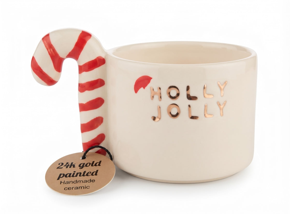 Sofie Home Candy Cane Handle Holly Jolly Cup