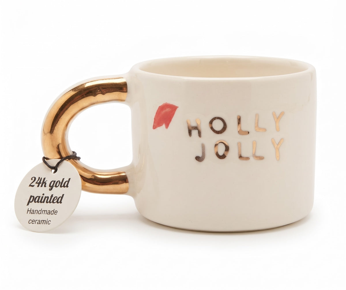 Sofie Home "Holly Jolly" Gold-Handle Cup