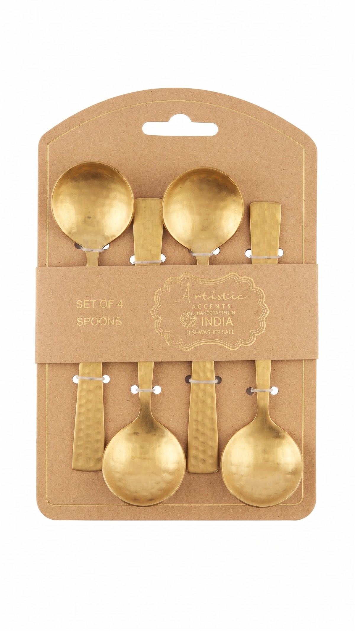 Handcrafted In India Artistic Gold Spoons Set of 4