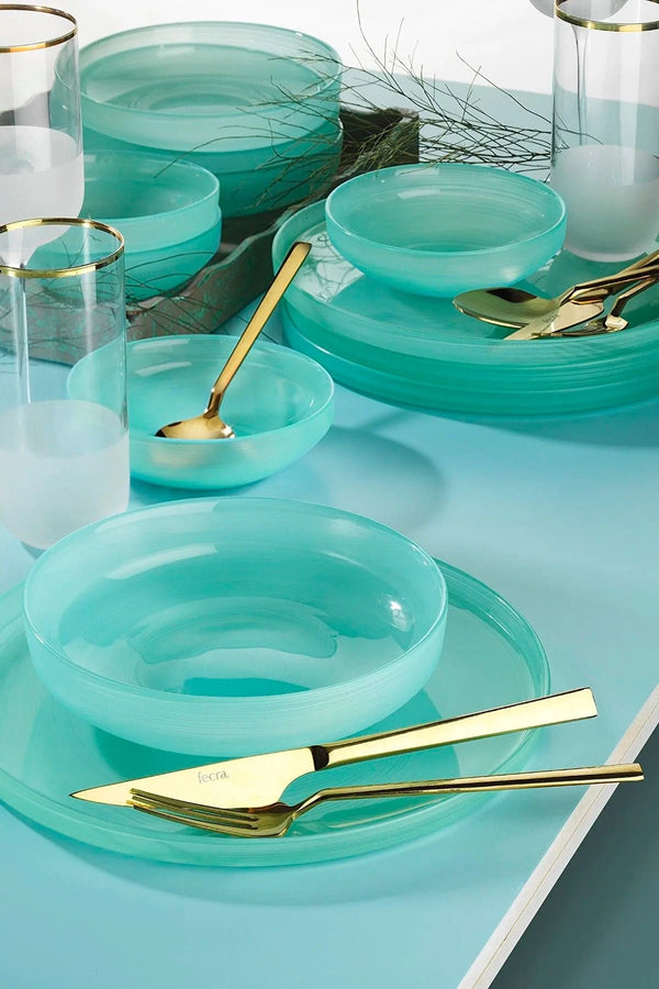 Fecra Circle Blue 18 Piece Dinner Set