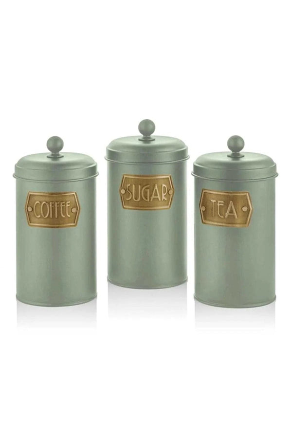 The Mia Tea-coffee-sugar Jar Large - Green