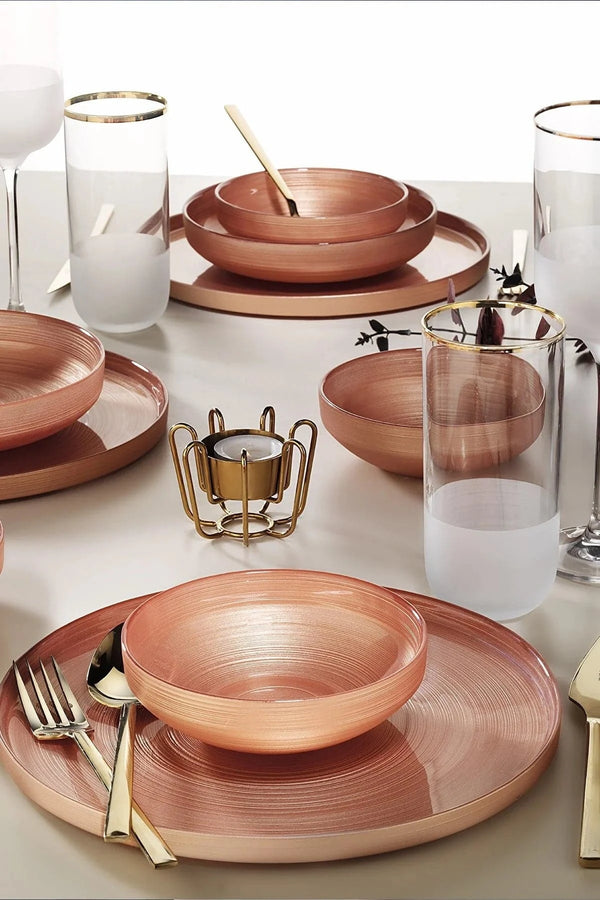 Fecra Circle Metallic Orange 18 Piece Dinner Set