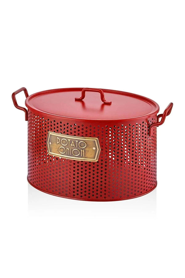 The Mia Galvanized 24x46cm 2 Compartment Potato-onion Bucket red
