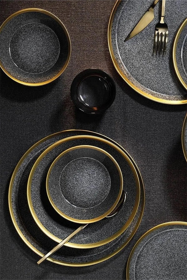 Kütahya Porcelain Forza 24 Piece Gold Mesh Dinner Set