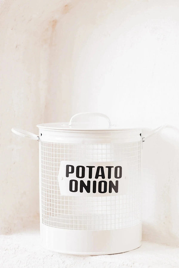 Dekorzdükkan Wire Potato & Onion Bucket with Galvanized Lid