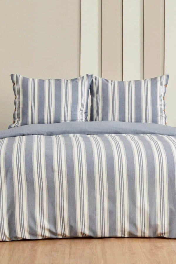 Sarah Anderson Rosery Double Yarn Dyed Duvet Cover Set Blue