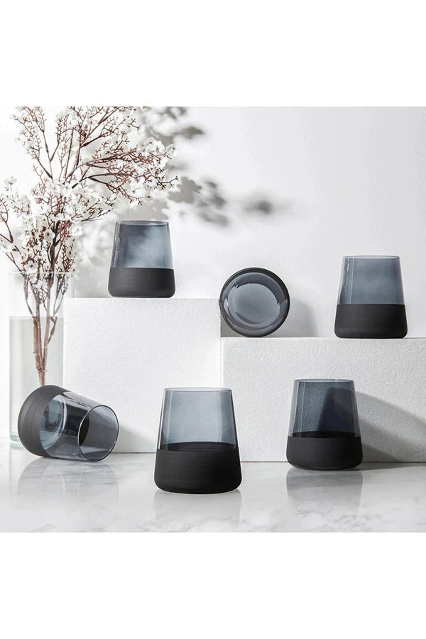 Rakle Matte Set of 6 Glasses - Black - 380 ml