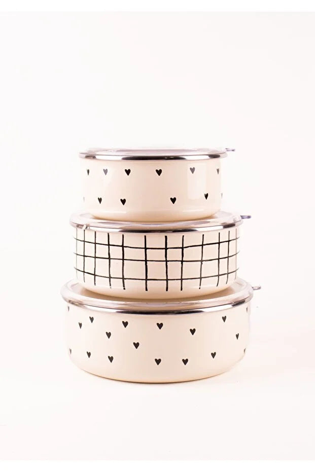 EMAYlab Black Cupid Vacuum Lid Storage Container Set (Can Be Used in Stoves)