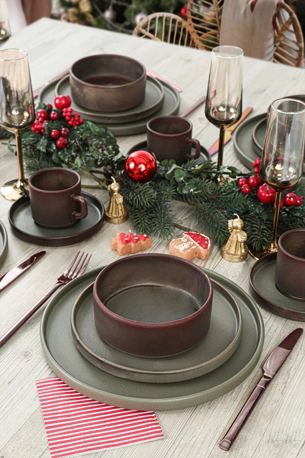 Keramika New Year Special Matte Brown Dinner / Breakfast Set 20 Pieces for 4 People