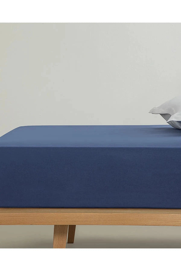 English Home Plain Cotton Single Fitted Sheet Midnight Blue