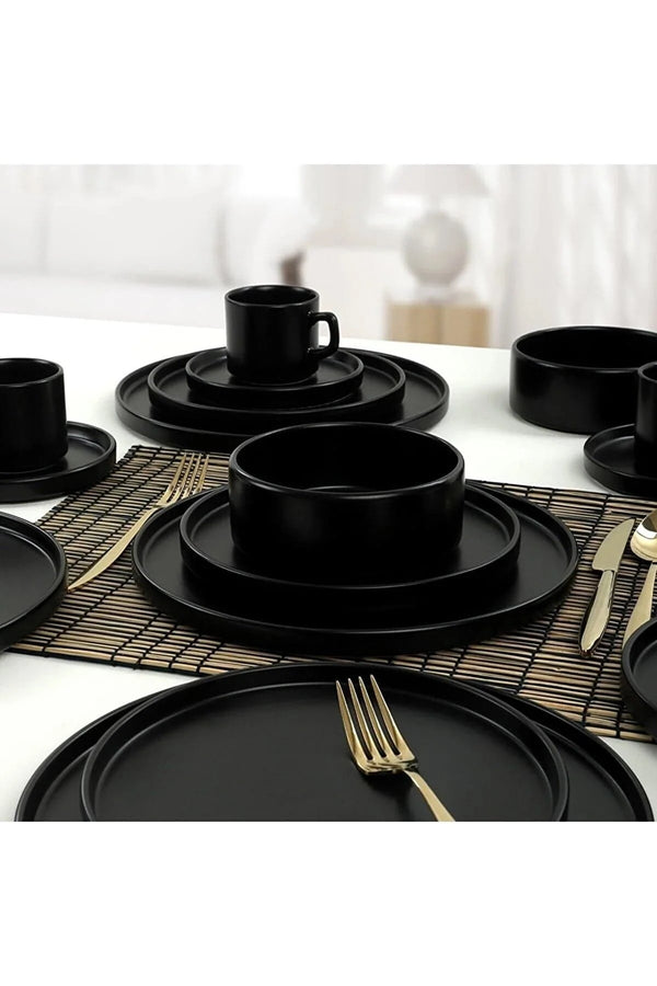 Keramika Matte Black Dinner / Breakfast Set 30 Pieces for 6 People