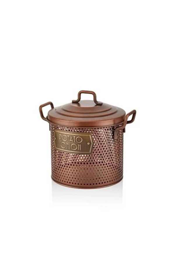 The Mia Potato & Onion Storage Container - Copper Plated 30x30
