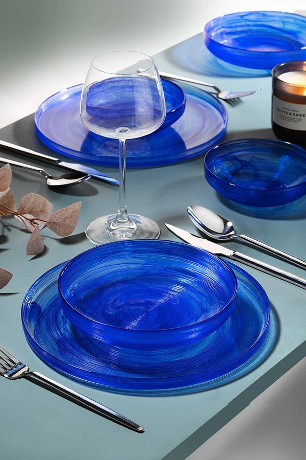 Fecra Loya Blue 18 Piece Dinner Set