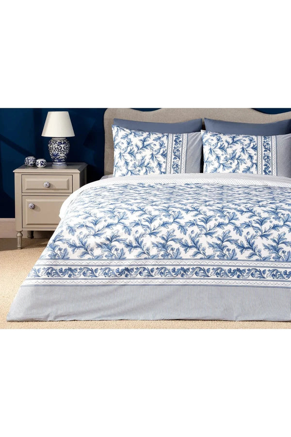 Madame Coco Armand Double 100% Cotton Ranforce Printed Duvet Cover Set - Blue