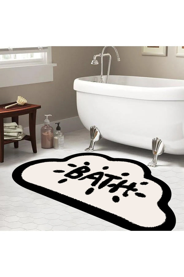 eco concept Non-slip Base, Cloud Pattern, Bath Lettering Bath Mat, Decorative Mat