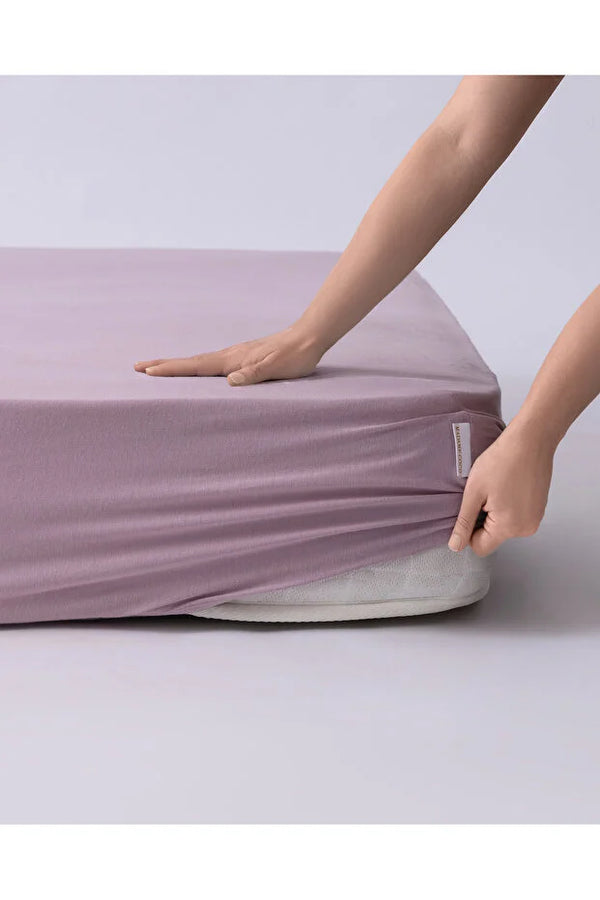 Madame Coco Double Elastic 100% Cotton Combed Bed Sheet - Light Plum