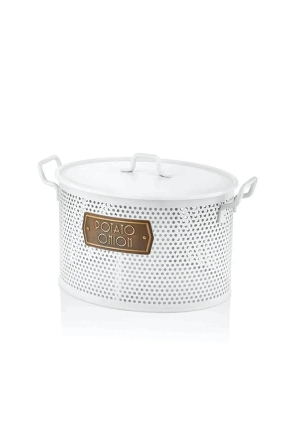 The Mia Galvanized 24x46cm 2 Compartment Potato-onion Bucket white