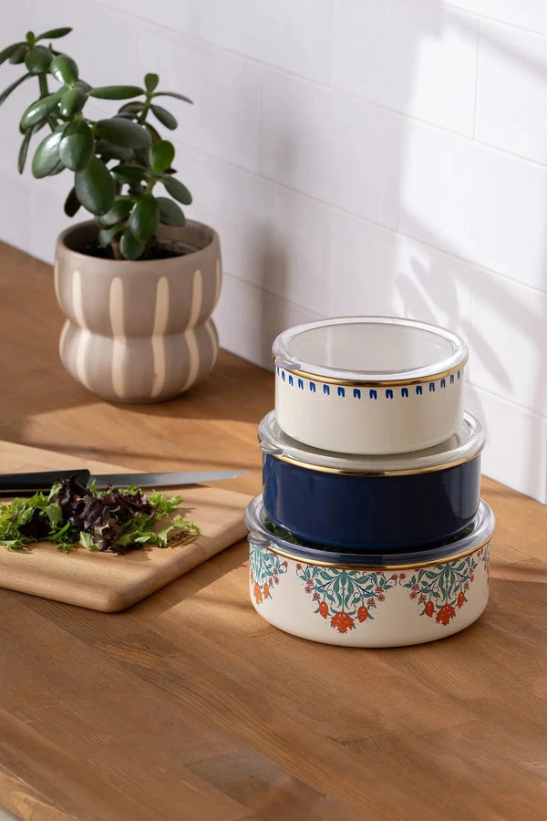 Emsan Hasbahçe 3-piece Enamel Storage Container