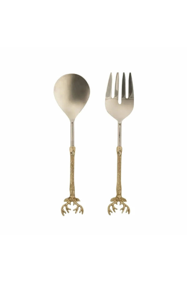 Karaca Home Roe Gold Serving Spoon And Fork Set