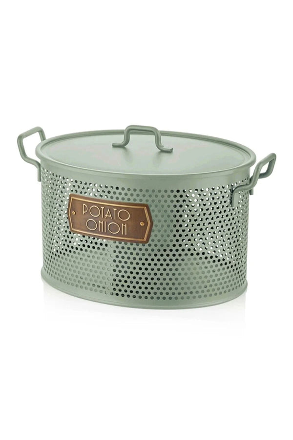The Mia Galvanized 24x46cm 2 Compartment Potato-onion Bucket green