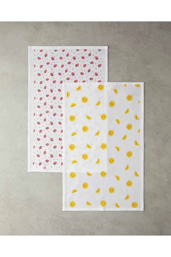 English Home Fruits Cotton 2-Piece Tea Towel 30x50 cm Red-Yellow