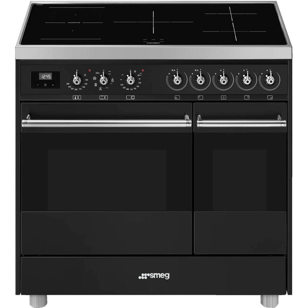 C92IPBL9-1 90cm Black Double Cavity Pyrolytic Cooker with Induction Hob