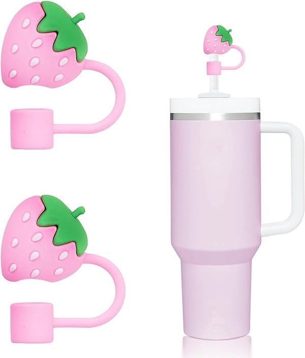 WELTAZ 2 Pack Strawberries Straw Covers Cap Compatible with Stanley 14oz&20oz&30oz&40oz Tumbler