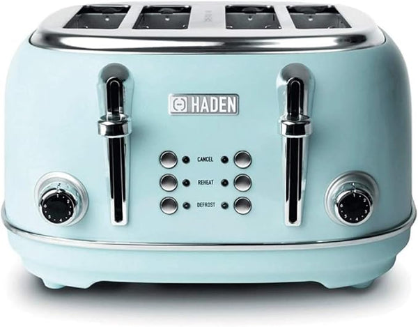 Haden Heritage Toaster - Electric Stainless-Steel Toaster, 1370-1630W, Four Slice, Turquoise