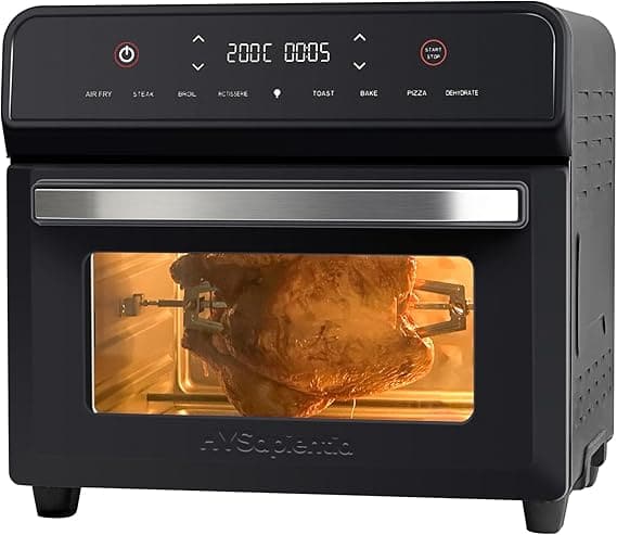 HYSapientia Air Fryer Oven, 24L Large Convection Oven 8-in-1 with Touch Screen, Stainless Steel with Rotisserie, 1800W