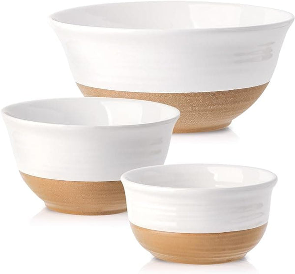 Hasense Ceramic Mixing Bowls, Large Salad Pasta Bowls Set